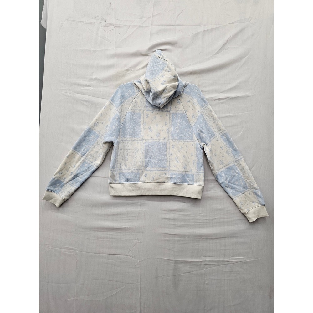 Wild Fable Womens Floral Quarter Zip Hoodie Blue Cotton Blend Size Medium - Picture 2 of 7
